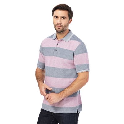 Pin textured striped print polo shirt